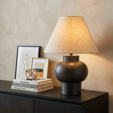 26" Black Round Bedside Lamp With Empire Shade HomeRoots