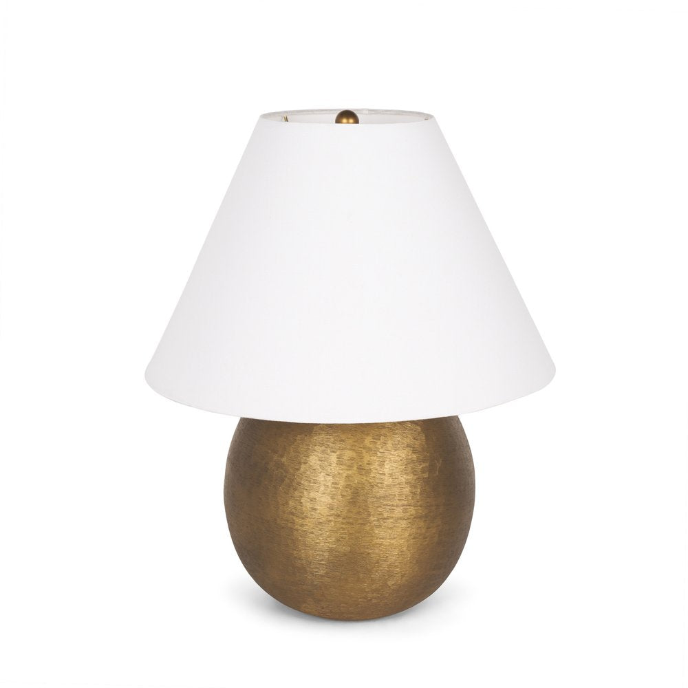 24" Gold Metal Round Bedside Lamp With White Bell Shade