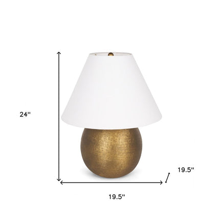 24" Gold Round Bedside Lamp With Empire Shade HomeRoots