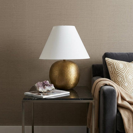 24" Gold Round Bedside Lamp With Empire Shade HomeRoots