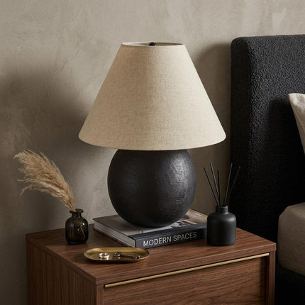 24" Black Round Bedside Lamp With Empire Shade HomeRoots