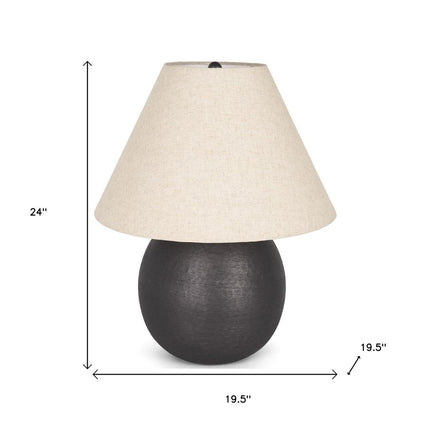 24" Black Round Bedside Lamp With Empire Shade HomeRoots