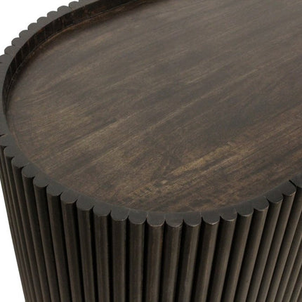 80" Brown Distressed Solid Wood Ribbed Texture Sideboard with Three Doors HomeRoots