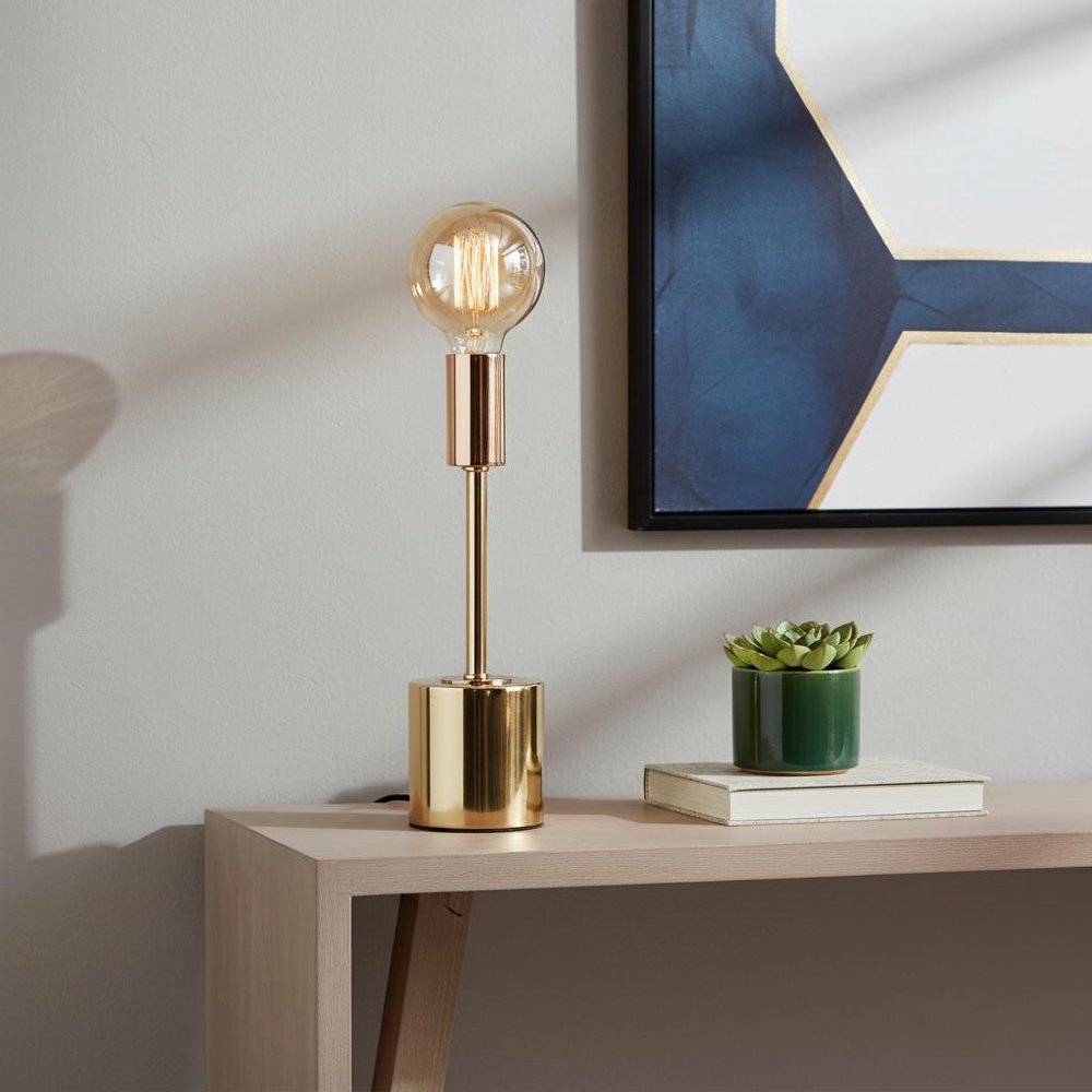 18" Gold Metal Round Bedside Lamp