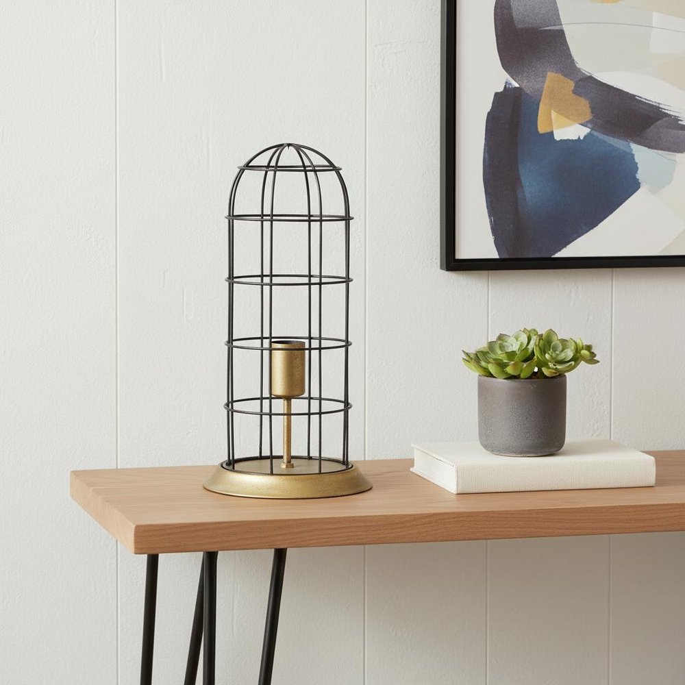 38" Gold Metal Round Bedside Lamp