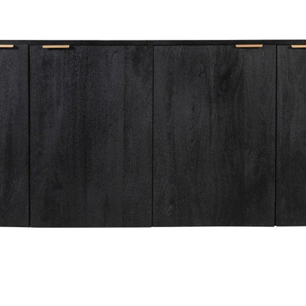 86" Charcoal Distressed Solid Wood Sideboard with Four Doors HomeRoots