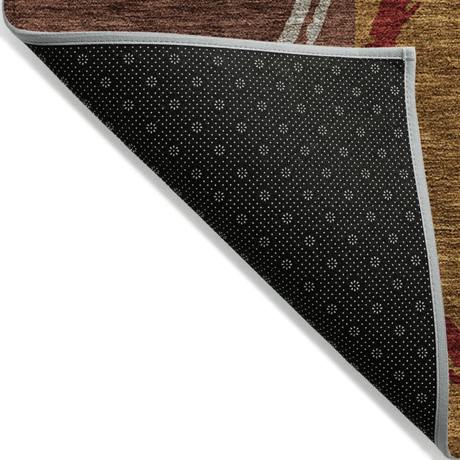 9' X 12' Wheat And Burgundy Geometric Washable Indoor Outdoor Area Rug HomeRoots