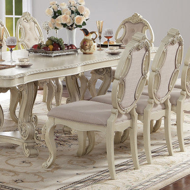 ACME 61282 Ragenardus Side Chair (Set-2), Fabric & Antique White ACME Furniture