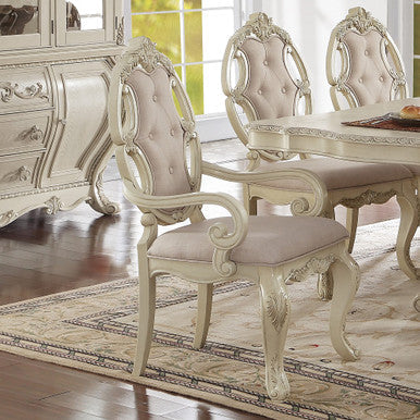 ACME 61283 Ragenardus Arm Chair (Set-2), Fabric & Antique White ACME Furniture