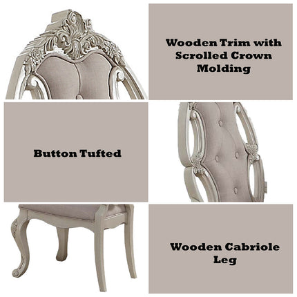 ACME 61283 Ragenardus Arm Chair (Set-2), Fabric & Antique White