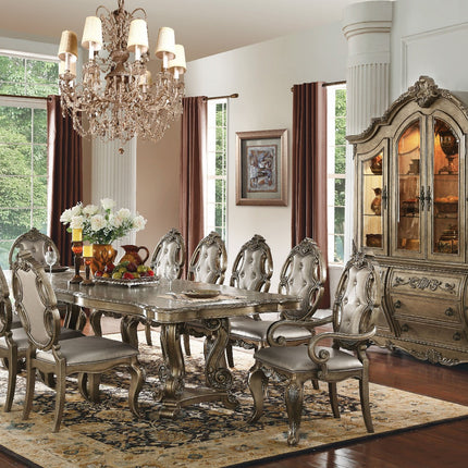 ACME 61290 Ragenardus Dining Table with Double Pedestal, Vintage Oak (1Set/2Ctn)
