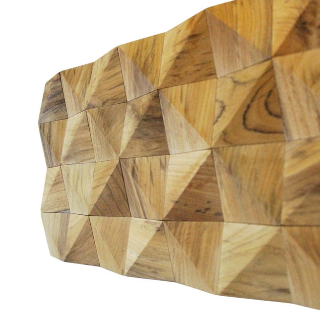 Brown 3D Embossed Diamond Teak Reclaimed Wood Decorative Wall Panels HomeRoots