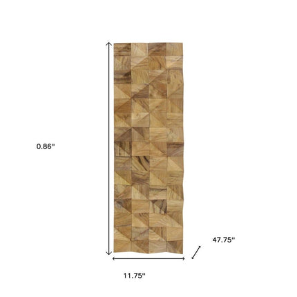Brown 3D Embossed Diamond Teak Reclaimed Wood Decorative Wall Panels HomeRoots
