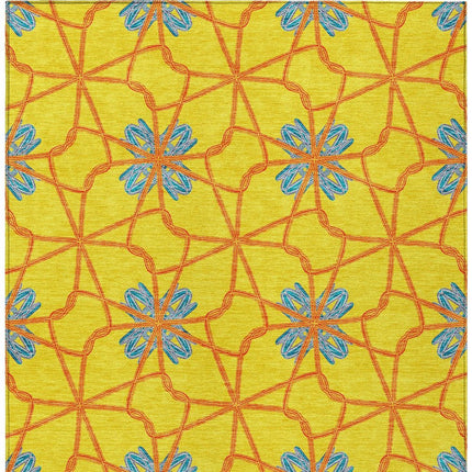 9' X 12' Yellow And Teal Blue Geometric Washable Indoor Outdoor Area Rug HomeRoots