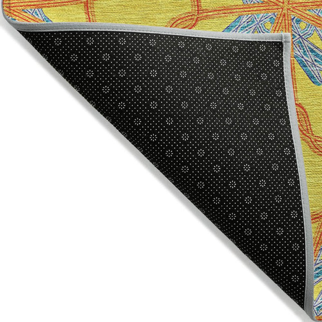 9' X 12' Yellow And Teal Blue Geometric Washable Indoor Outdoor Area Rug HomeRoots