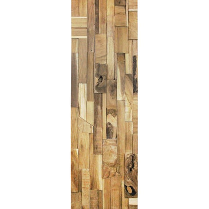 Brown 3D Embossed Abstract Teak Reclaimed Wood Decorative Wall Panels HomeRoots