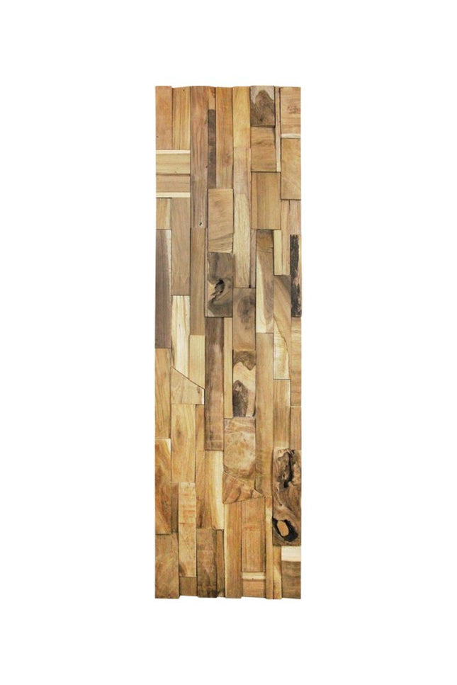 Brown 3D Embossed Abstract Teak Reclaimed Wood Decorative Wall Panels HomeRoots