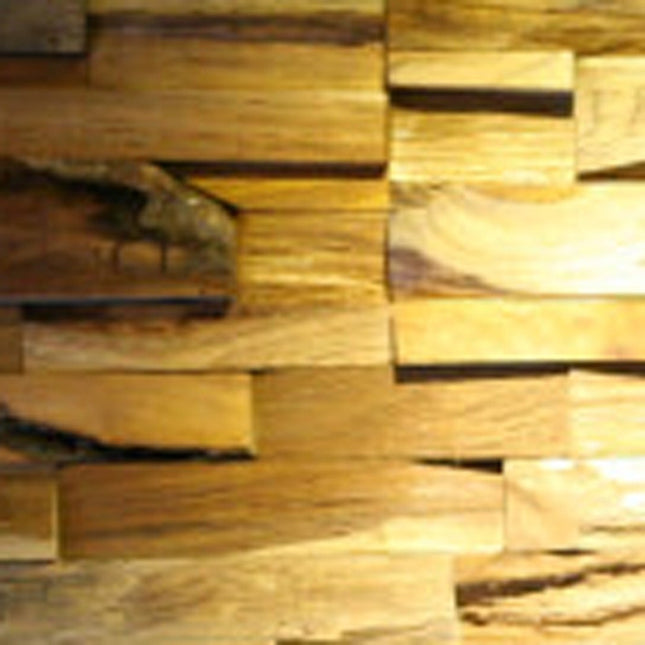 Brown 3D Embossed Abstract Teak Reclaimed Wood Decorative Wall Panels HomeRoots