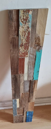 Blue Natural And Navy Blue 3D Embossed Teak Decorative Wall Panel HomeRoots