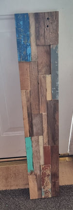 Blue Natural And Navy Blue 3D Embossed Teak Decorative Wall Panel HomeRoots
