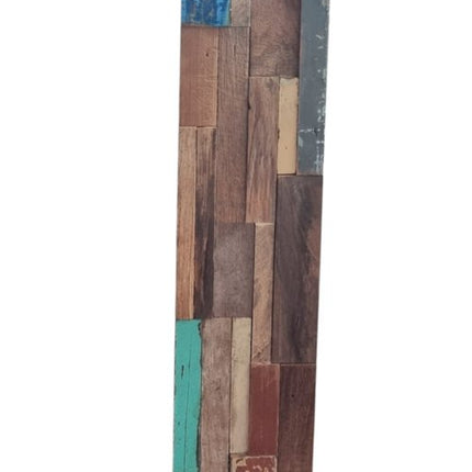 Blue Natural And Navy Blue 3D Embossed Teak Decorative Wall Panel HomeRoots