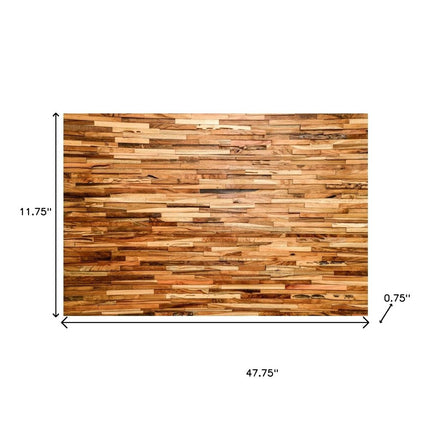 Brown 3D Embossed Geometric Teak Reclaimed Wood Decorative Wall Panels HomeRoots