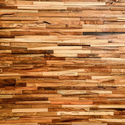 Brown 3D Embossed Geometric Teak Reclaimed Wood Decorative Wall Panels HomeRoots