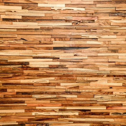 Brown 3D Embossed Geometric Teak Reclaimed Wood Decorative Wall Panels HomeRoots