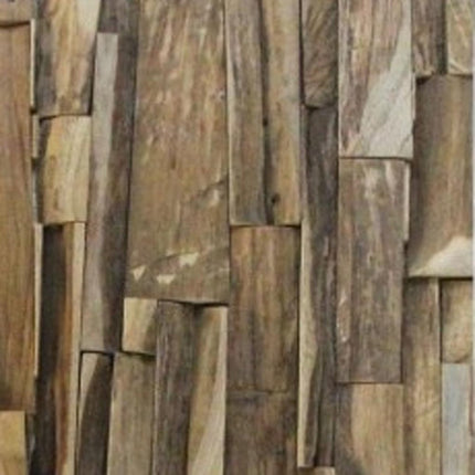 Brown 3D Embossed Geometric Teak Reclaimed Wood Decorative Wall Panels HomeRoots