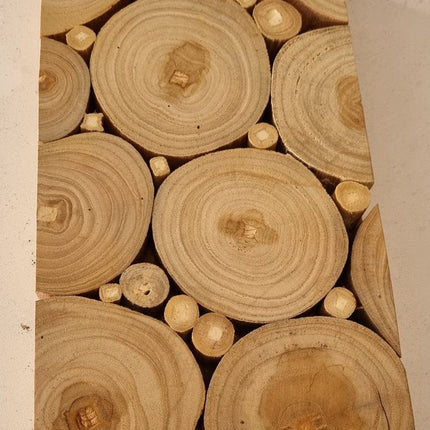 Natural Tree Stump Slice Teak Reclaimed Wood Decorative Wall Panels HomeRoots