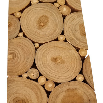 Natural Tree Stump Slice Teak Reclaimed Wood Decorative Wall Panels HomeRoots