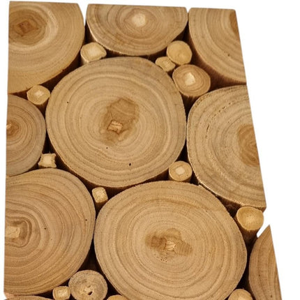 Natural Tree Stump Slice Teak Reclaimed Wood Decorative Wall Panels HomeRoots