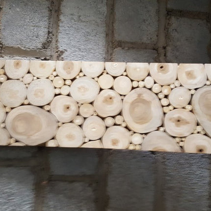 Natural Tree Stump Slice Teak Reclaimed Wood Decorative Wall Panels HomeRoots