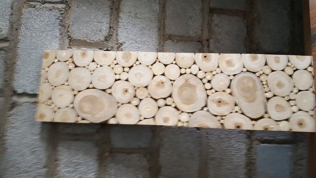 Natural Tree Stump Slice Teak Reclaimed Wood Decorative Wall Panels HomeRoots