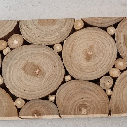 Natural Tree Stump Slice Teak Reclaimed Wood Decorative Wall Panels HomeRoots