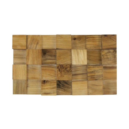 Brown 3D Embossed Block Teak Reclaimed Wood Decorative Wall Panels HomeRoots