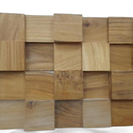 Brown 3D Embossed Block Teak Reclaimed Wood Decorative Wall Panels HomeRoots