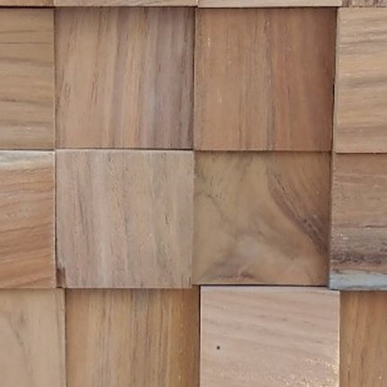 Brown 3D Embossed Block Teak Reclaimed Wood Decorative Wall Panels HomeRoots