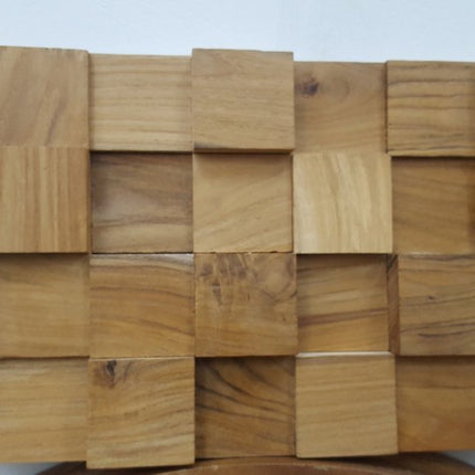 Brown 3D Embossed Block Teak Reclaimed Wood Decorative Wall Panels HomeRoots