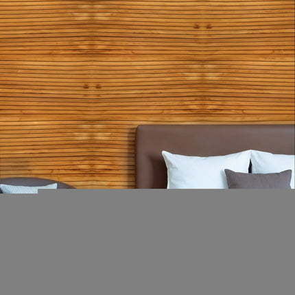 Brown 3D Embossed Striped Teak Reclaimed Wood Decorative Wall Panels HomeRoots