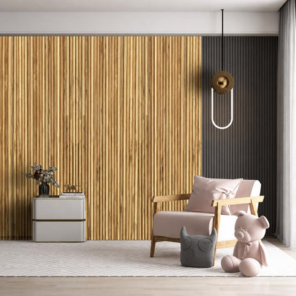Brown 3D Embossed Striped Teak Reclaimed Wood Decorative Wall Panels HomeRoots