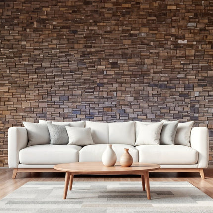 Brown 3D Embossed Abstract Teak Reclaimed Wood Decorative Wall Panels HomeRoots