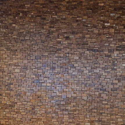 Brown 3D Embossed Abstract Teak Reclaimed Wood Decorative Wall Panels HomeRoots