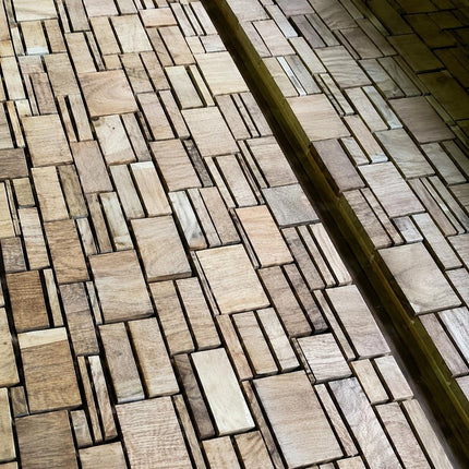 Brown 3D Embossed Abstract Teak Reclaimed Wood Decorative Wall Panels HomeRoots