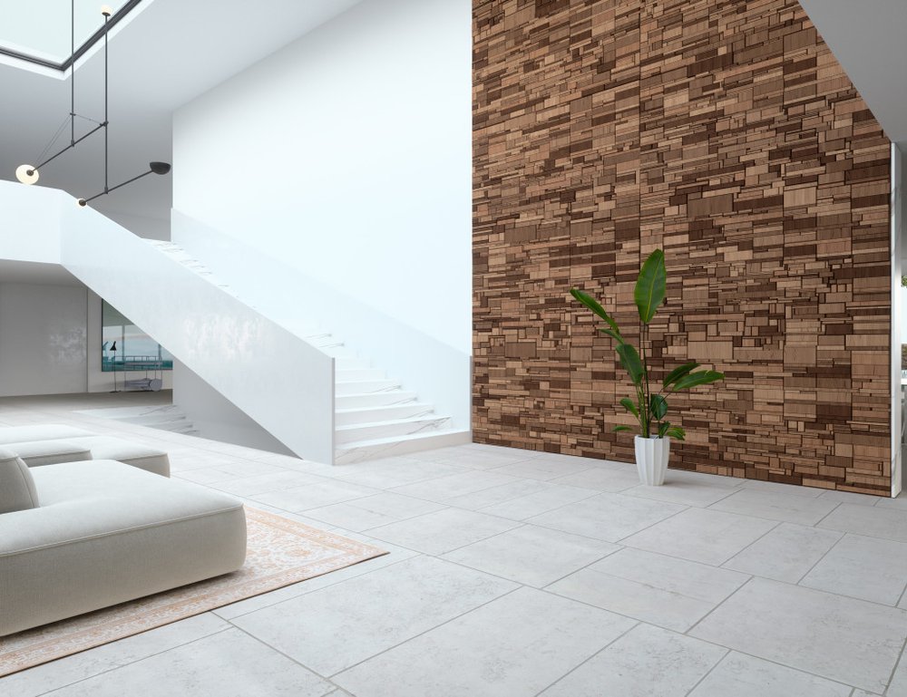 Brown 3D Embossed Teak Reclaimed Wood Decorative Wall Panel