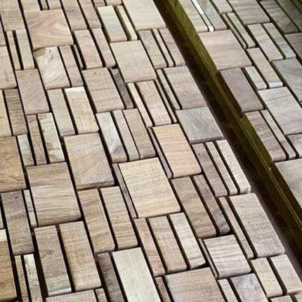 Brown 3D Embossed Abstract Teak Reclaimed Wood Decorative Wall Panels HomeRoots