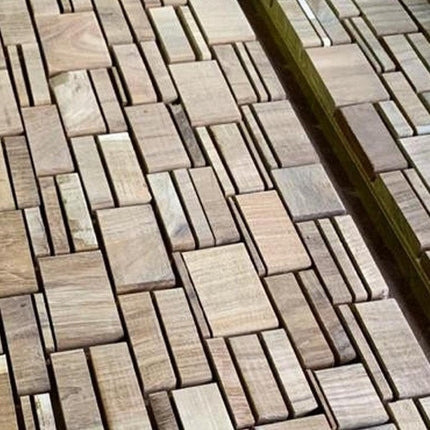 Brown 3D Embossed Abstract Teak Reclaimed Wood Decorative Wall Panels HomeRoots