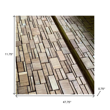 Brown 3D Embossed Abstract Teak Reclaimed Wood Decorative Wall Panels HomeRoots