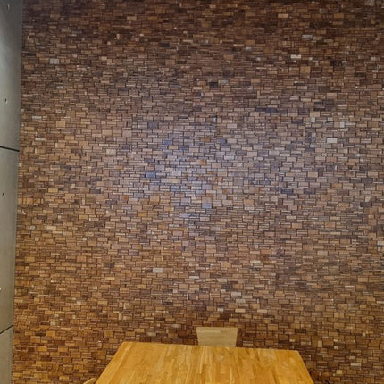 Brown 3D Embossed Abstract Teak Reclaimed Wood Decorative Wall Panels HomeRoots