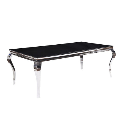 ACME 62070 Fabiola Dining Table, Stainless Steel & Black Glass (1Set/3Ctn)
